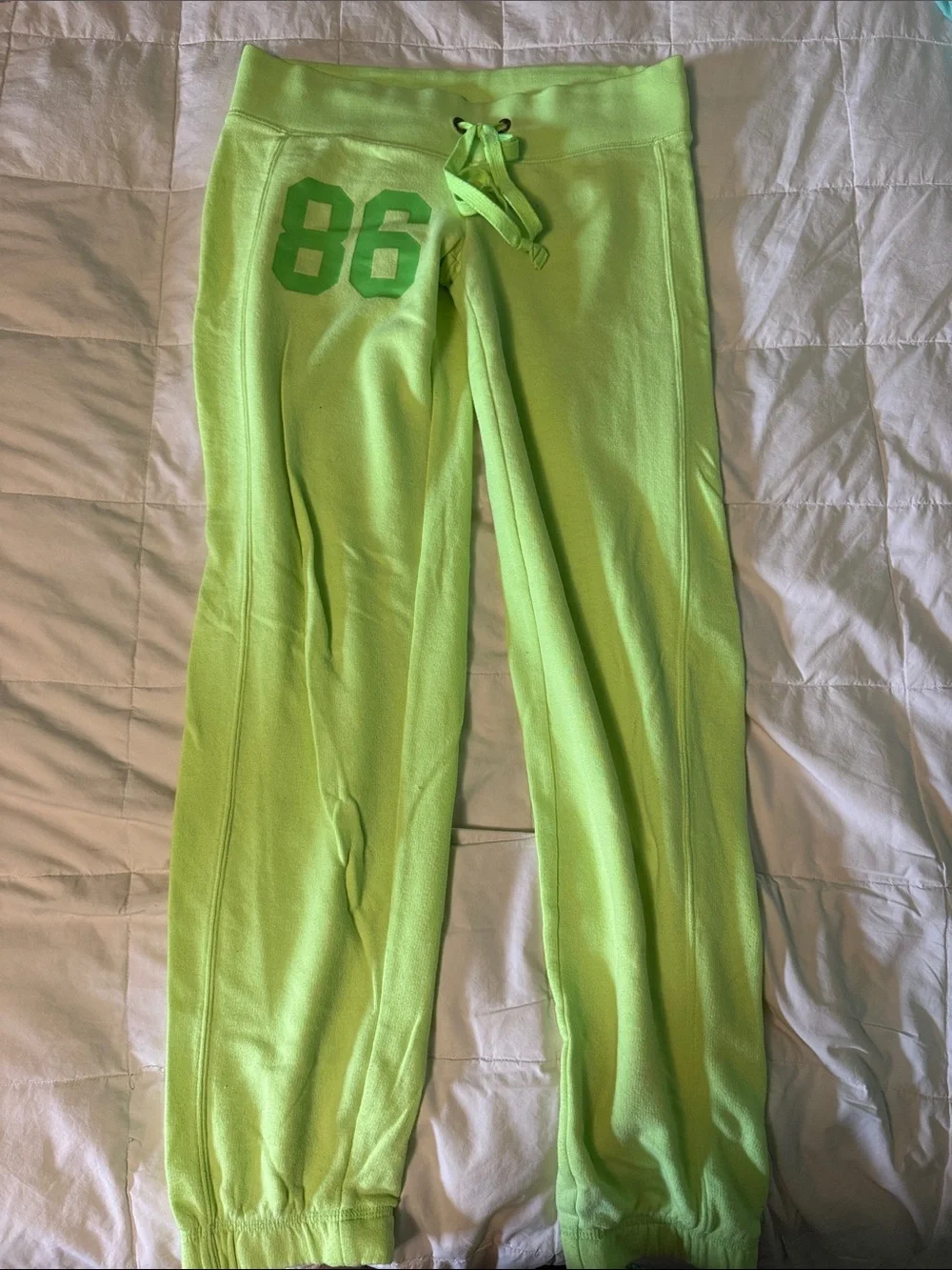 PINK Victoria's Secret Neon Lime Green Lounge Joggers & Zip Sweatshirt